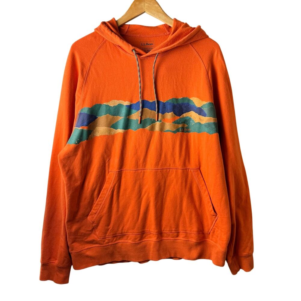 Men's L.L.Bean's Comfort Camp Hoodie Graphic XL Orange Gorpcore Hiking Boho
